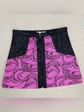 Alexis Jacquard Front Zipper Mini Skirt